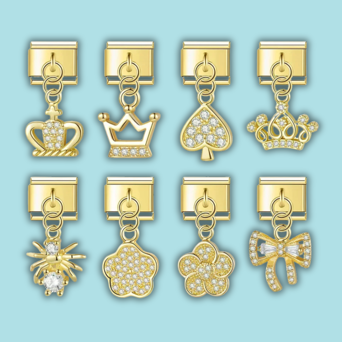 Crown & Moon Charm Collection — 9mm Italian Bracelet