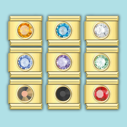 Rainbow CZ Round Charm Collection — 9mm Italian Bracelet