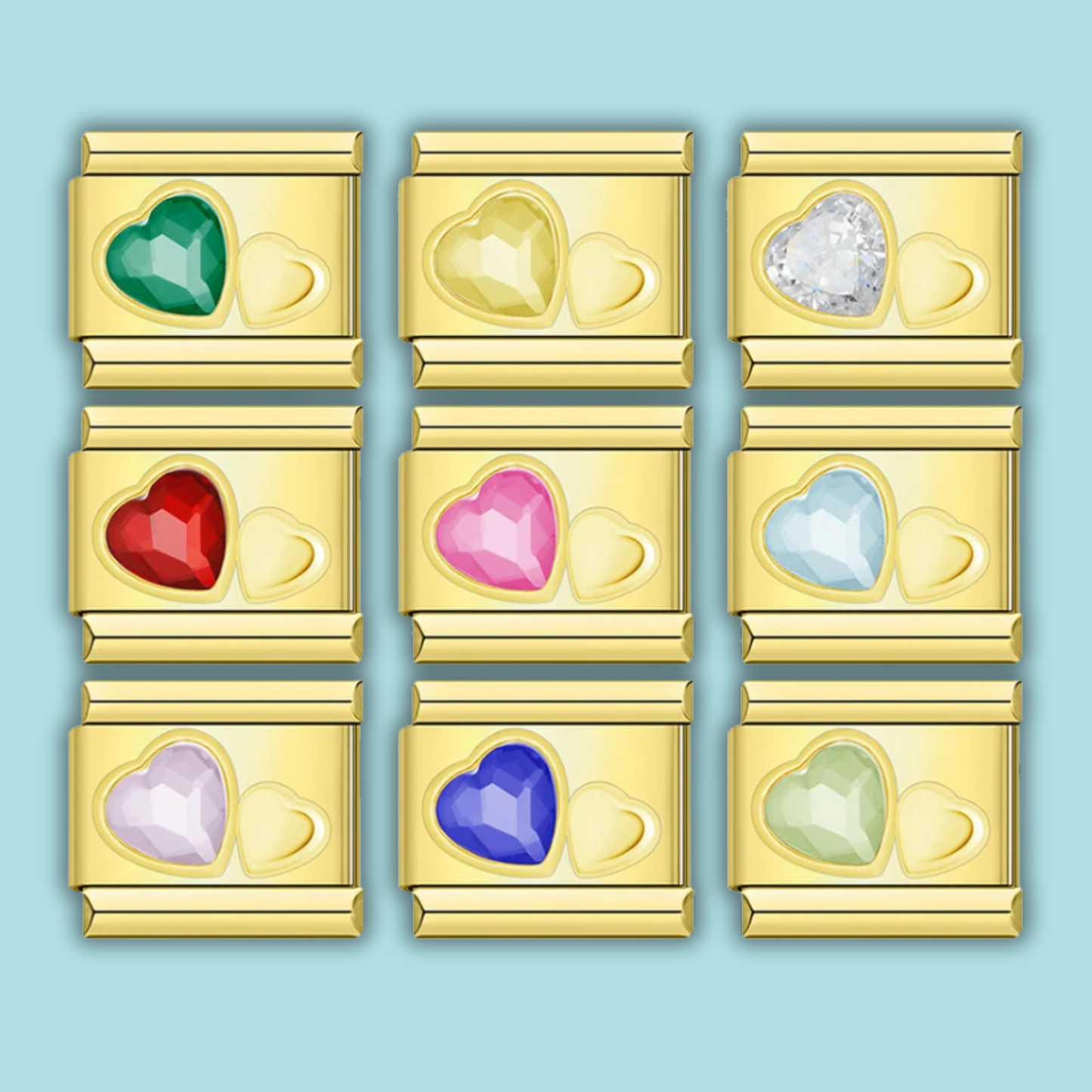 Rainbow Heart CZ Charm Collection — 9mm Italian Bracelet