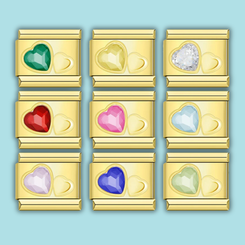 Rainbow Heart CZ Charm Collection — 9mm Italian Bracelet