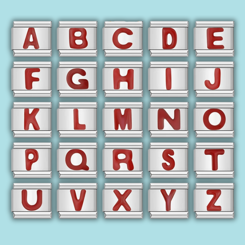 Ensemble de charms Alphabet Rouge Argenté — photo du produit