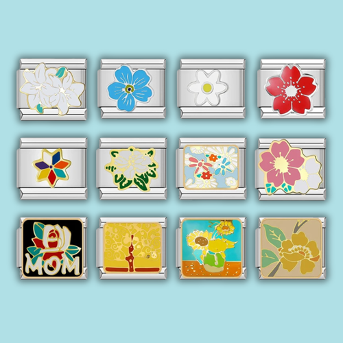 Romantic Flower Charm Collection — 9mm Italian Bracelet