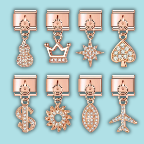 Rose & Bow Charm Collection — 9mm Italian Bracelet
