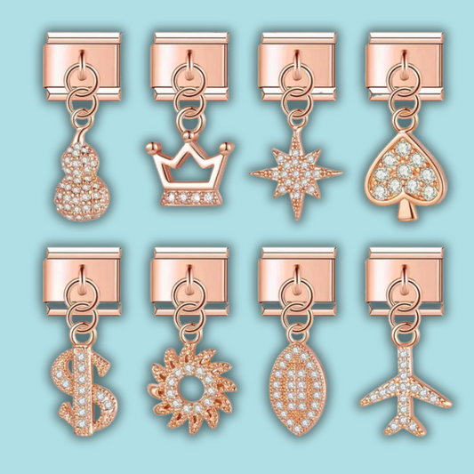 Rose & Bow Charm Collection — 9mm Italian Bracelet