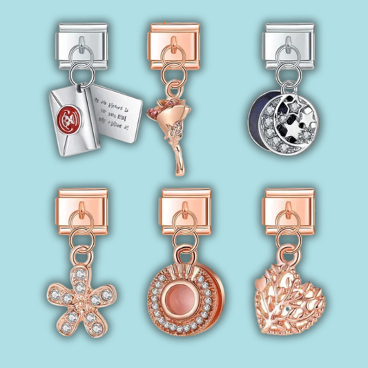 Rose & Envelope Charm Collection — 9mm Italian Bracelet