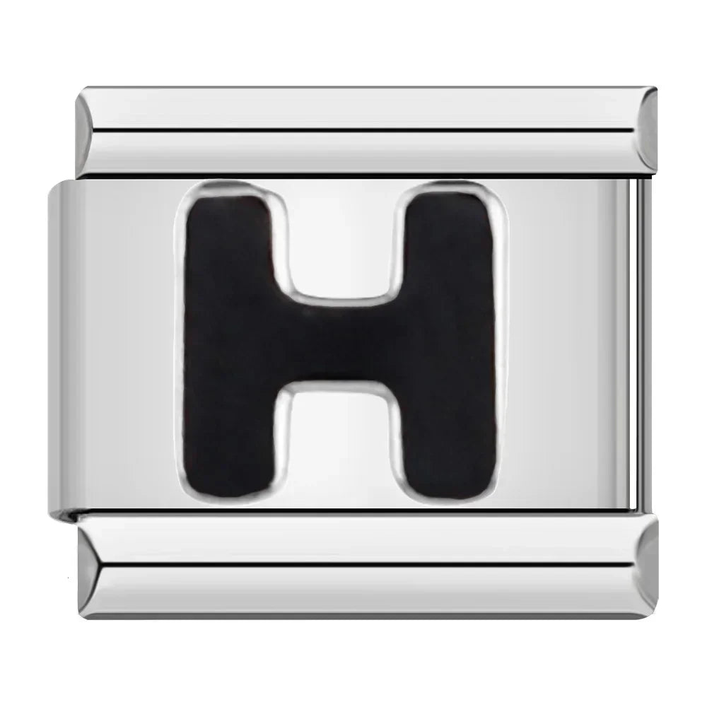 Black Letter Charm Collection — 9mm Italian Bracelet