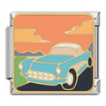 Charm Voiture Bleu Clair au Coucher de Soleil — Voyage II — photo du produit