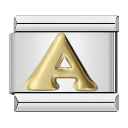 Silver & Gold Letter Charm Collection — 9mm Italian Bracelet