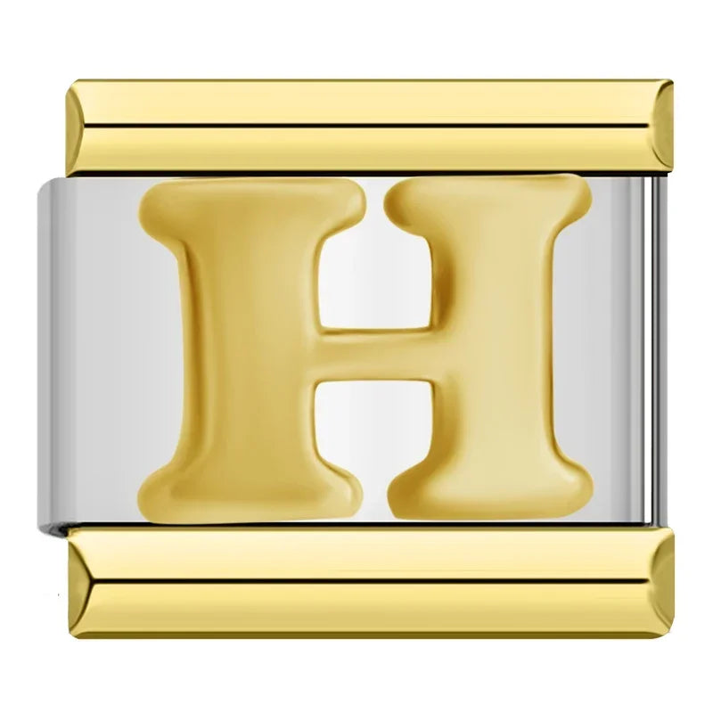 Gold Letter Charm Collection — 9mm Italian Bracelet