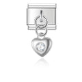 Charm pendentif Cœur Argenté et Cristal Central — photo du produit