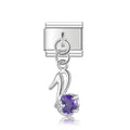 Charm pendentif Oiseau Argenté et Pierre Violette — photo du produit