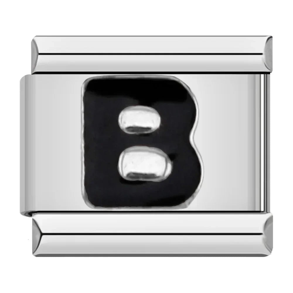 Black Letter Charm Collection — 9mm Italian Bracelet