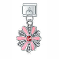Charm pendentif Fleur Argentée et Pierre Rose — photo du produit