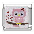 Charm Iconique Hibou Rose sur Branche — photo du produit