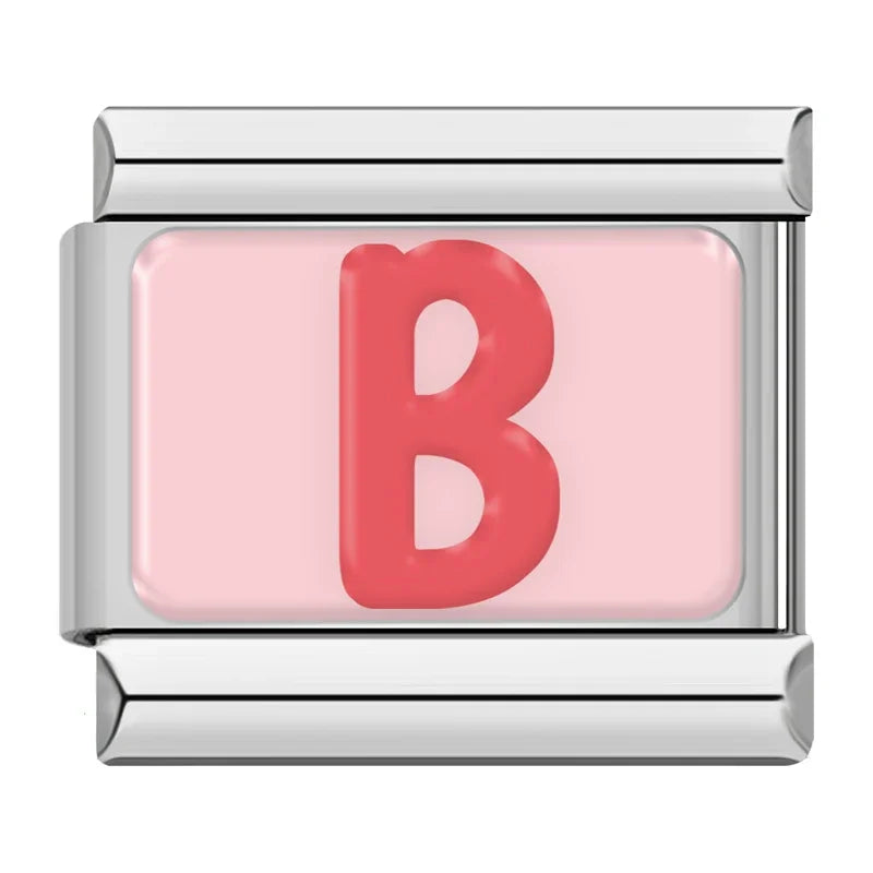 Red Colorful Letter Charm Collection — 9mm Italian Bracelet