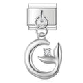 Charm pendentif Croissant et Étoile Argentés Lisses — photo du produit