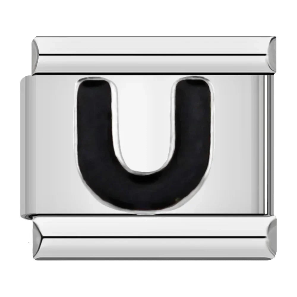 Black Letter Charm Collection — 9mm Italian Bracelet