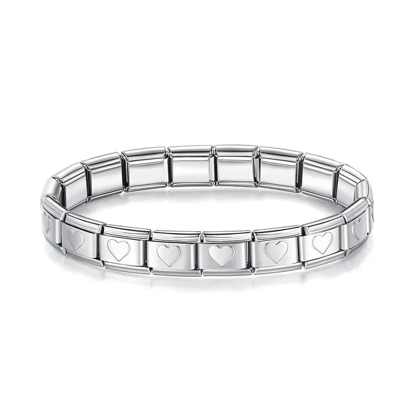 Silver Italic Letter Charm Collection — 9mm Italian Bracelet