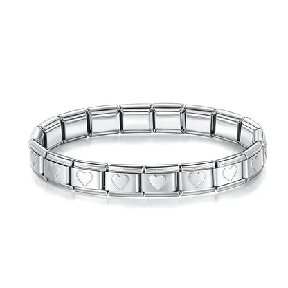 Silver Italic Letter Charm Collection — 9mm Italian Bracelet