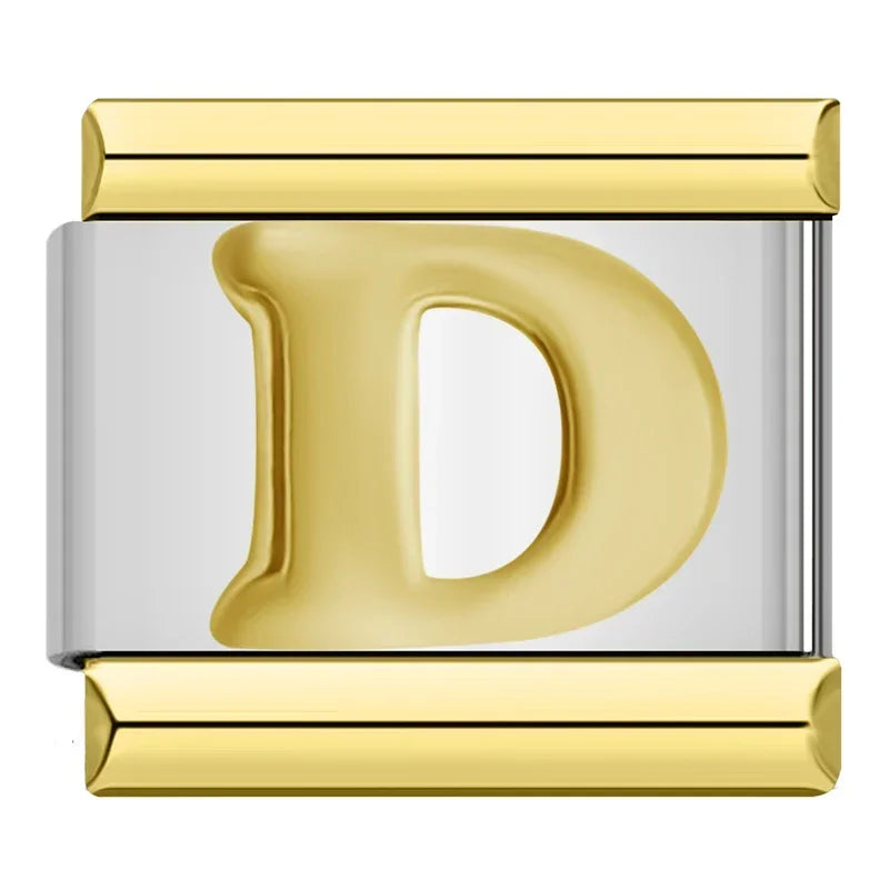 Gold Letter Charm Collection — 9mm Italian Bracelet
