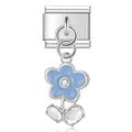 Charm pendentif Fleur Bleue et Cristal — photo du produit