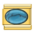 Charm Pierre Ovale Bleue Marbrée Doré — photo du produit