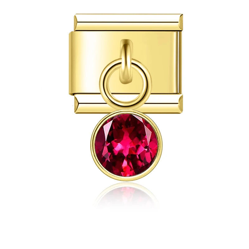 CZ Birthstone Charm Collection — 9mm Italian Bracelet