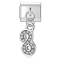 Charm pendentif Symbole Infini Argenté à Pierres — photo du produit