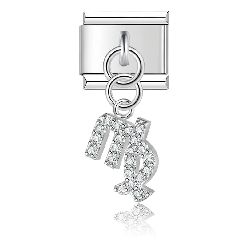 CZ Zodiac Dangle Charm Collection — 9mm Italian Bracelet