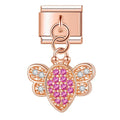 Charm pendentif Papillon Cuivré à Pierres Roses — photo du produit