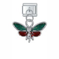 Charm pendentif Libellule Colorée Argentée — photo du produit