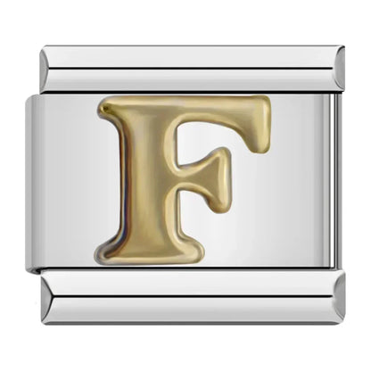 Silver & Gold Letter Charm Collection — 9mm Italian Bracelet
