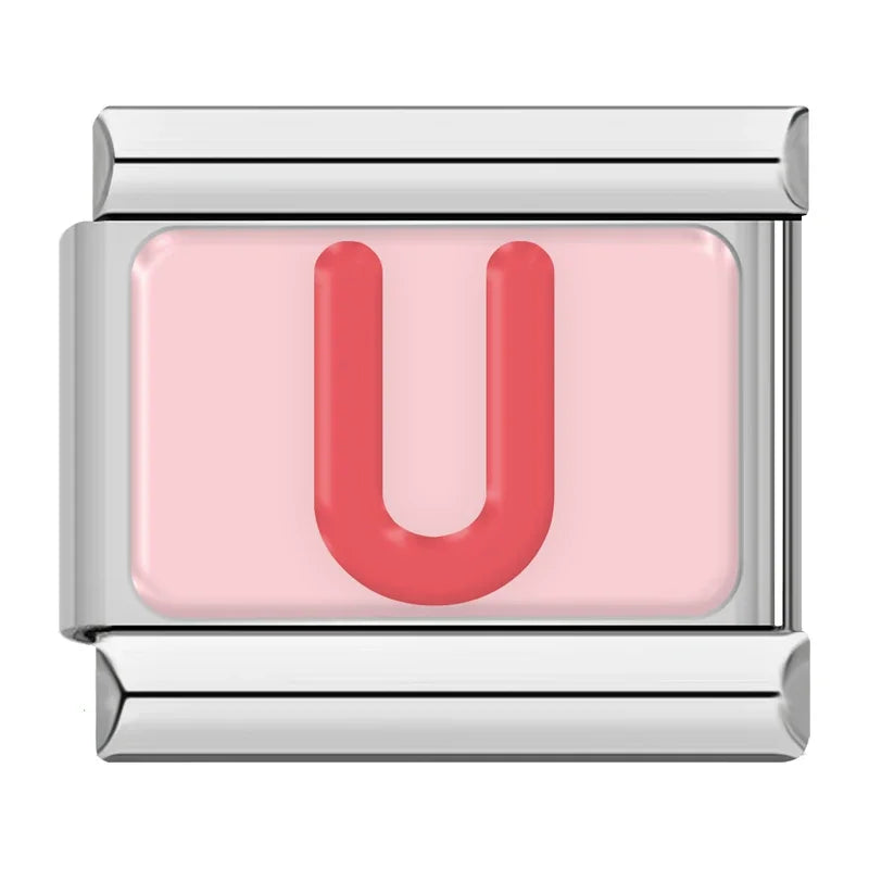 Red Colorful Letter Charm Collection — 9mm Italian Bracelet