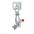 Charm pendentif Main et Cœur Rouge Argenté — photo du produit