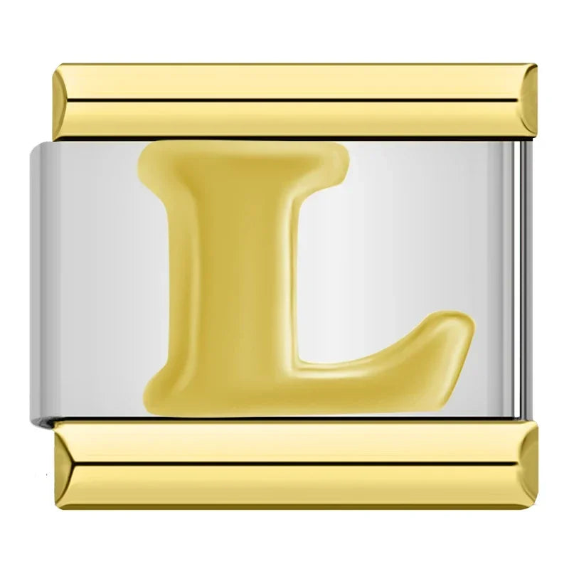 Gold Letter Charm Collection — 9mm Italian Bracelet