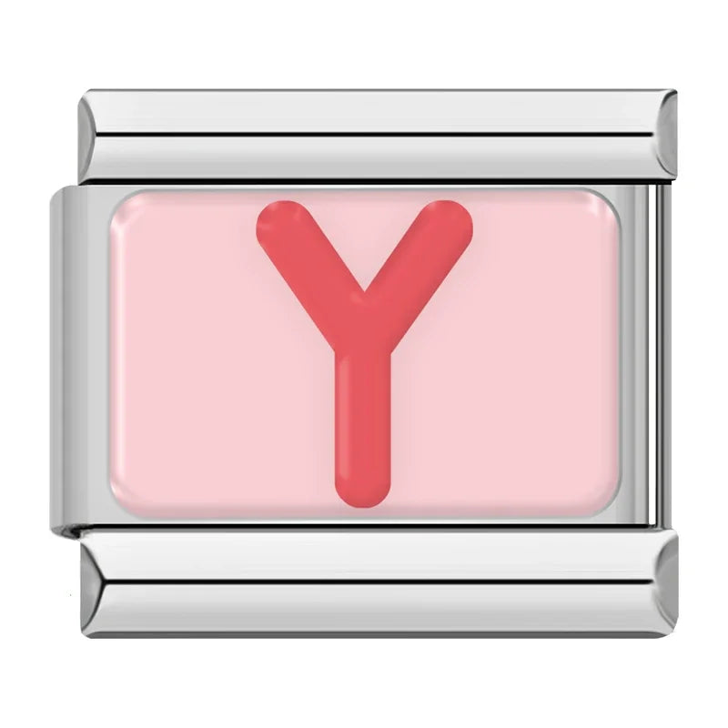 Red Colorful Letter Charm Collection — 9mm Italian Bracelet