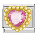 Charm Cœur Rose Cerclé de Perles Dorées — photo du produit