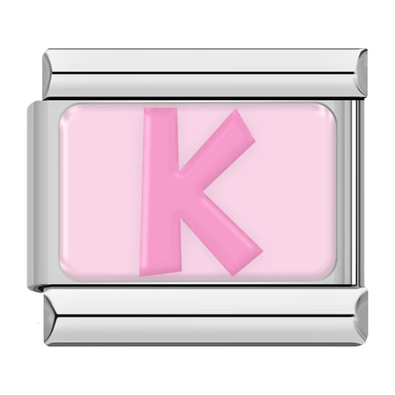 Pink Letter Charm Collection — 9mm Italian Bracelet