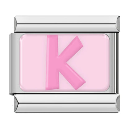 Pink Letter Charm Collection — 9mm Italian Bracelet