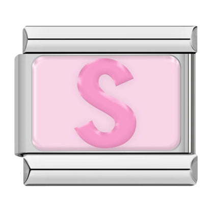 Pink Letter Charm Collection — 9mm Italian Bracelet