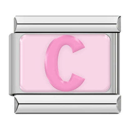 Pink Letter Charm Collection — 9mm Italian Bracelet
