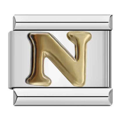 Silver & Gold Letter Charm Collection — 9mm Italian Bracelet