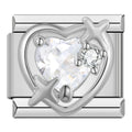 Charm Cœur Argenté et Cristal Blanc — photo du produit