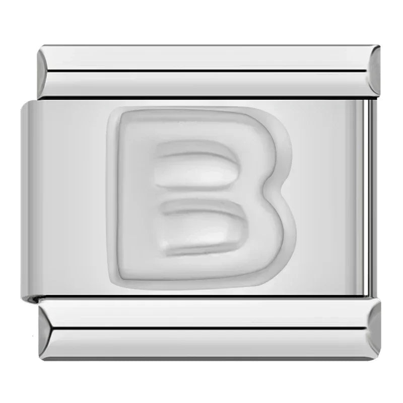 Silver Italic Letter Charm Collection — 9mm Italian Bracelet