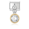 Charm pendentif Cristal Rond Blanc Cerclé d’Or — photo du produit