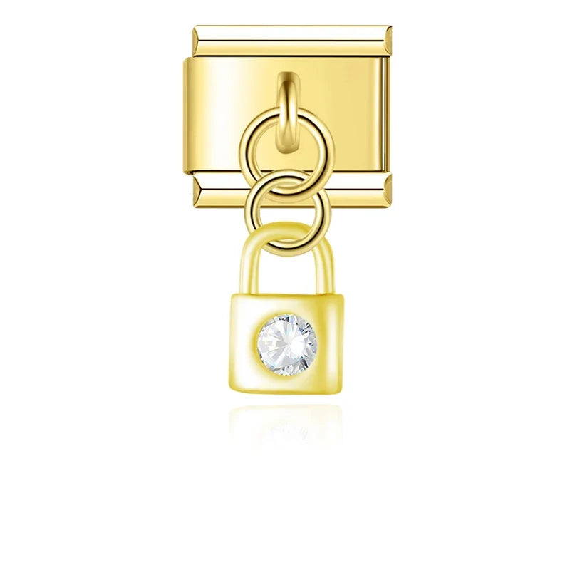 Charm Lune, Cadenas et Planète Dorés - DJ1560 NO 6