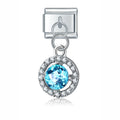 Charm pendentif Cristal Rond Turquoise Argenté — photo du produit