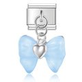 Charm pendentif Nœud Bleu et Cœur Argenté — photo du produit