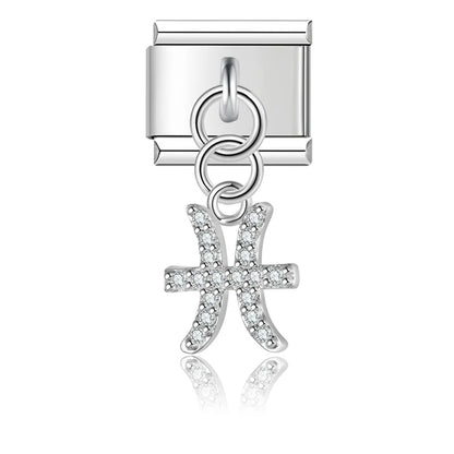 CZ Zodiac Dangle Charm Collection — 9mm Italian Bracelet
