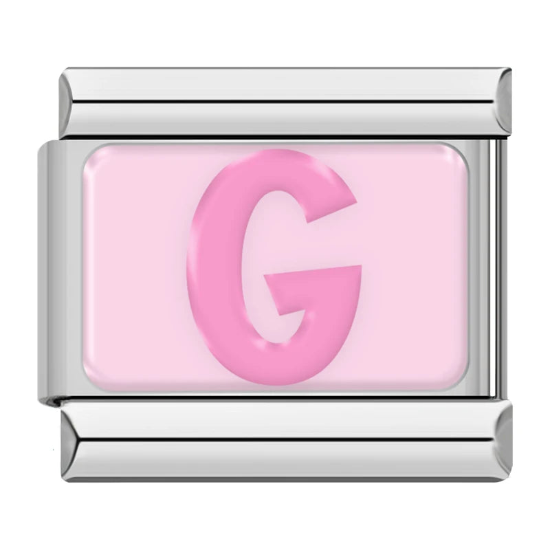 Pink Letter Charm Collection — 9mm Italian Bracelet